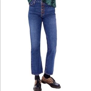 BDG Vintage Button Fly Bootcut Crop Denim Blue Jeans